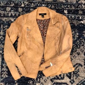 Forever 21 camel tan zippered faux leather jacket